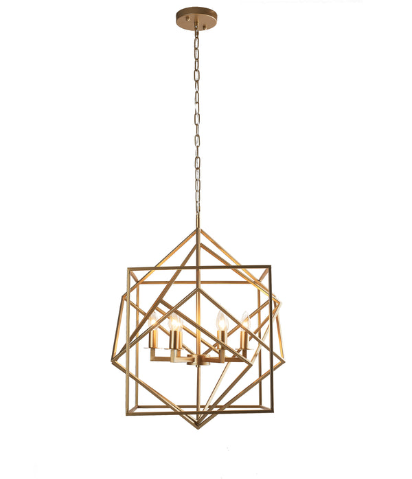 Bethel Gold Chandelier – Modern Iron Frame Ceiling Light Fixture with Adjustable Chain for Any Room