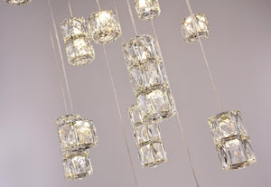 Bethel Chrome LED Chandelier in Metal & Crystal