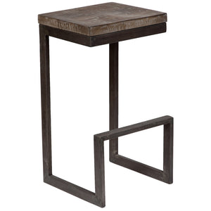 Porter Designs Cube Solid Mango Wood & Metal Industrial Bar Stool Gray 07-108-24-5260