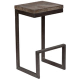 Cube Solid Mango Wood & Metal Industrial Bar Stool