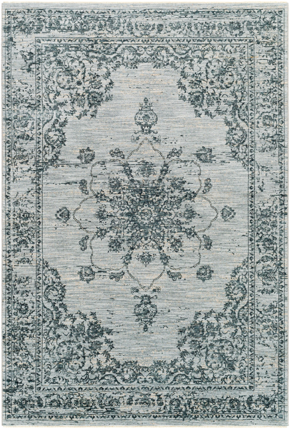 Laila LAA-2302 Traditional Polyester Rug LAA2302-9122 Navy, Teal, Light Gray, Medium Gray, Beige, Taupe, Cream 100% Polyester 9' x 12'2"