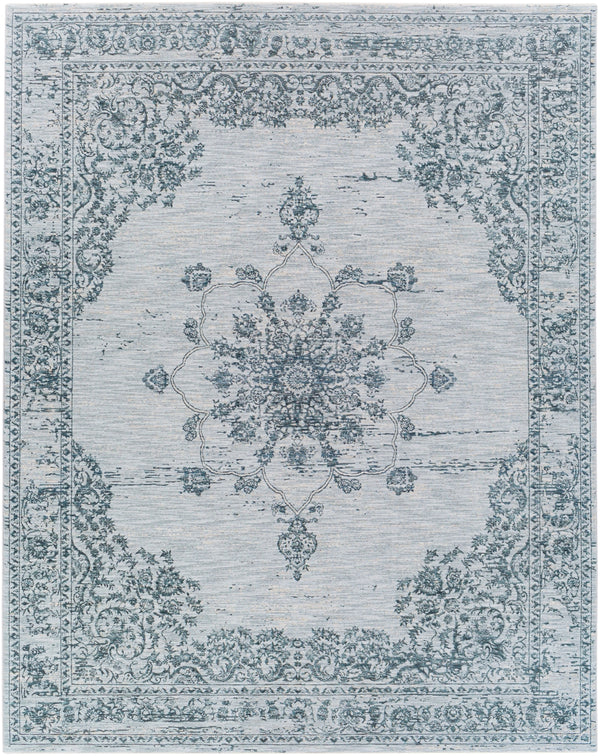Laila LAA-2302 Traditional Polyester Rug LAA2302-710103 Navy, Teal, Light Gray, Medium Gray, Beige, Taupe, Cream 100% Polyester 7'10" x 10'3"