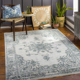 Laila LAA-2302 Traditional Polyester Rug LAA2302-9122 Navy, Teal, Light Gray, Medium Gray, Beige, Taupe, Cream 100% Polyester 9' x 12'2"