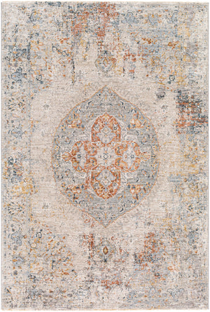 Laila LAA-2307 Traditional Polyester Rug LAA2307-9122 Burnt Orange, Teal, Sage, Saffron, Charcoal, Medium Gray, Light Gray, Cream 100% Polyester 9' x 12'2"