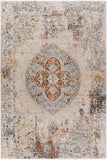 Laila LAA-2307 Traditional Polyester Rug LAA2307-6796 Burnt Orange, Teal, Sage, Saffron, Charcoal, Medium Gray, Light Gray, Cream 100% Polyester 6'7" x 9'6"