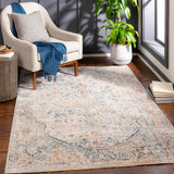 Laila LAA-2310 Traditional Polyester Rug LAA2310-9122 Teal, Sage, Burnt Orange, Saffron, Medium Gray, Light Gray, Cream 100% Polyester 9' x 12'2"