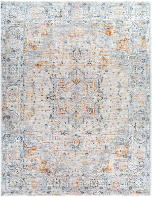 Laila LAA-2312 Traditional Polyester Rug LAA2312-710103 Teal, Sage, Burnt Orange, Saffron, Medium Gray, Light Gray, Cream 100% Polyester 7'10" x 10'3"