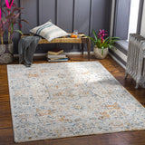 Laila LAA-2312 Traditional Polyester Rug LAA2312-9122 Teal, Sage, Burnt Orange, Saffron, Medium Gray, Light Gray, Cream 100% Polyester 9' x 12'2"