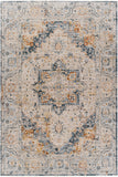 Laila LAA-2313 Traditional Polyester Rug LAA2313-6796 Teal, Burnt Orange, Medium Gray, Sage, Charcoal, Light Gray, Cream 100% Polyester 6'7" x 9'6"