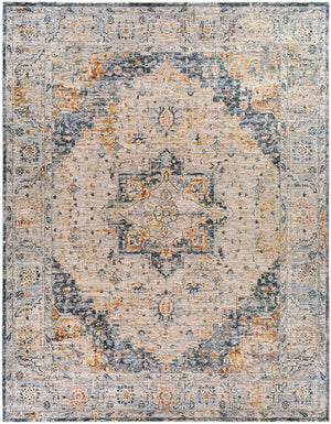 Laila LAA-2313 Traditional Polyester Rug LAA2313-710103 Teal, Burnt Orange, Medium Gray, Sage, Charcoal, Light Gray, Cream 100% Polyester 7'10" x 10'3"