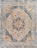 Laila LAA-2313 Traditional Polyester Rug LAA2313-710103 Teal, Burnt Orange, Medium Gray, Sage, Charcoal, Light Gray, Cream 100% Polyester 7'10" x 10'3"