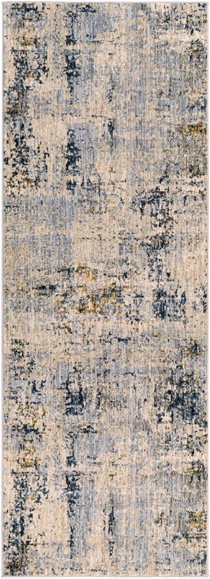 Laila LAA-2314 Modern Polyester Rug LAA2314-2773 Teal, Saffron, Sage, Medium Gray, Light Gray, Cream 100% Polyester 2'7" x 7'3"