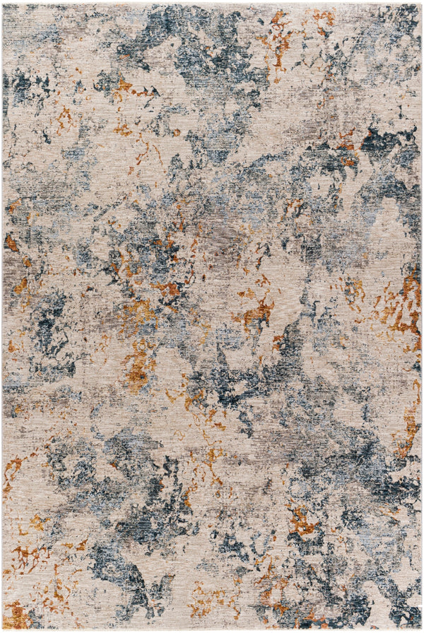 Laila LAA-2315 Modern Polyester Rug LAA2315-6796 Teal, Sage, Burnt Orange, Saffron, Medium Gray, Light Gray, Cream 100% Polyester 6'7" x 9'6"