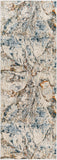 Laila LAA-2316 Modern Polyester Rug LAA2316-2773 Teal, Burnt Orange, Saffron, Medium Gray, Beige, Cream 100% Polyester 2'7" x 7'3"