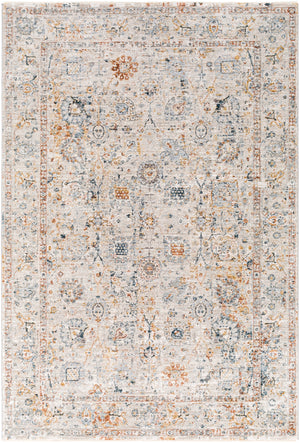 Laila LAA-2317 Traditional Polyester Rug LAA2317-9122 Teal, Burnt Orange, Sage, Saffron, Medium Gray, Light Gray, Cream 100% Polyester 9' x 12'2"