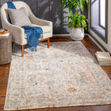 Laila LAA-2317 Traditional Polyester Rug LAA2317-9122 Teal, Burnt Orange, Sage, Saffron, Medium Gray, Light Gray, Cream 100% Polyester 9' x 12'2"