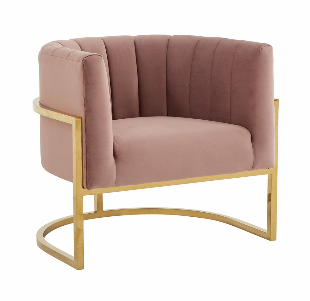 VIG Furniture Modrest Landau - Modern Pink Velvet & Gold Stainless Steel Accent Chair VGRHAC-406-PINK