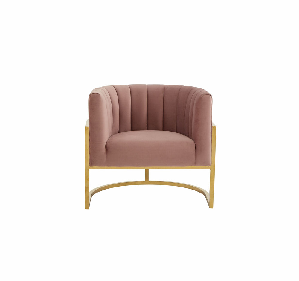 VIG Furniture Modrest Landau - Modern Pink Velvet & Gold Stainless Steel Accent Chair VGRHAC-406-PINK