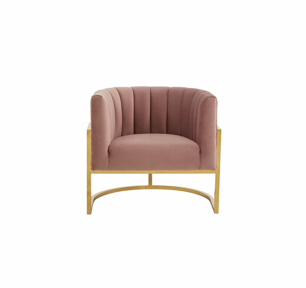 VIG Furniture Modrest Landau - Modern Pink Velvet & Gold Stainless Steel Accent Chair VGRHAC-406-PINK