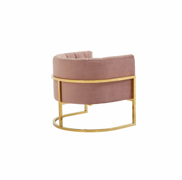 VIG Furniture Modrest Landau - Modern Pink Velvet & Gold Stainless Steel Accent Chair VGRHAC-406-PINK