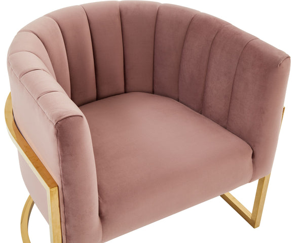 VIG Furniture Modrest Landau - Modern Pink Velvet & Gold Stainless Steel Accent Chair VGRHAC-406-PINK