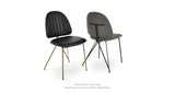 Langham Side Chair Set: Black Finish (Grey Fabric) and One Brass Gold (Black PPM) Camira-Era
