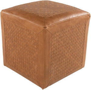 Lawdon LAPF-001 Traditional Leather, Wood, Felt Pouf LAPF001-181818 Black, Camel 100% Leather, Wood, 100% Felt 18"H x 18"W x 18"D