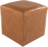 Lawdon LAPF-001 Traditional Leather, Wood, Felt Pouf