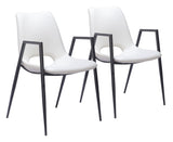 Zuo Modern Desi 100% Polyurethane, Plywood, Steel Modern Commercial Grade Dining Chair Set - Set of 2 White, Black 100% Polyurethane, Plywood, Steel