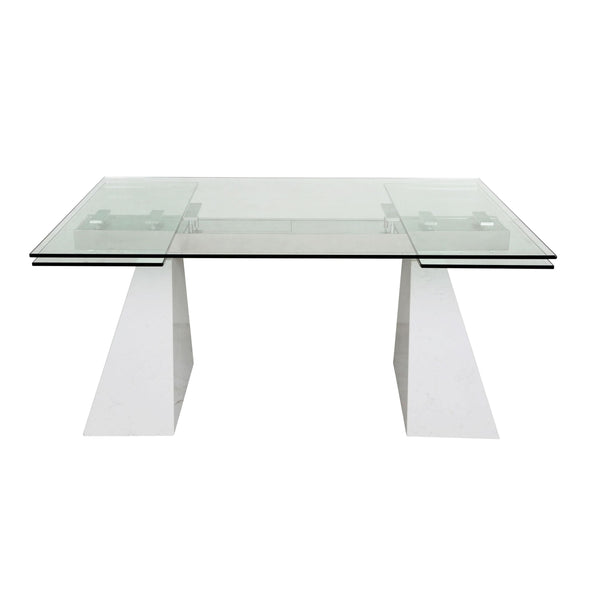 VIG Furniture Modrest Latrobe - Modern Extendable Quartz Stone & Glass Dining Table VGYFDT8765-5-DT-WHT