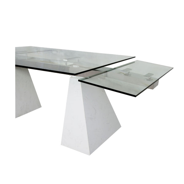 VIG Furniture Modrest Latrobe - Modern Extendable Quartz Stone & Glass Dining Table VGYFDT8765-5-DT-WHT