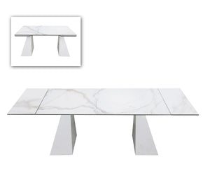VIG Furniture Modrest Latrobe - Modern White Ceramic Quartz 118" Extendable Dining Table VGYFDT8765-5C-WHT-DT