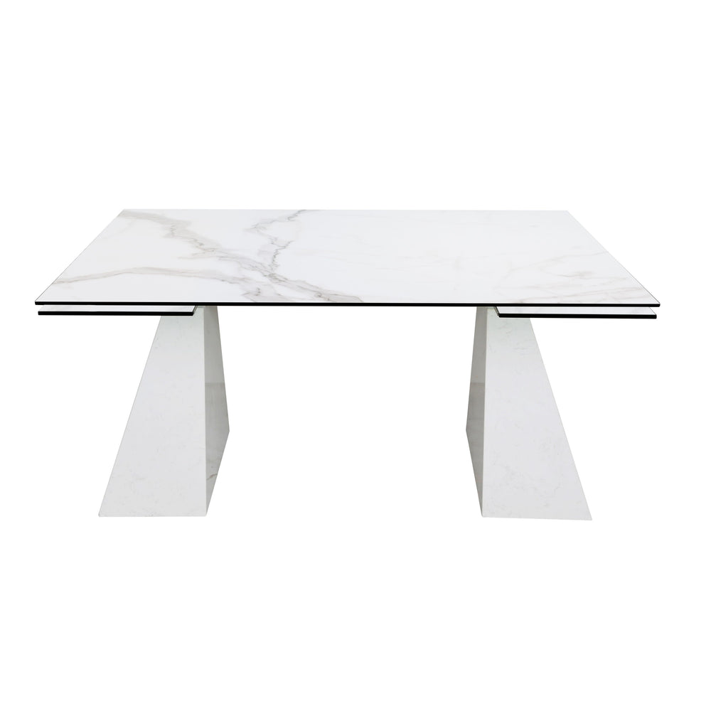 VIG Furniture Modrest Latrobe - Modern White Ceramic Quartz 118" Extendable Dining Table VGYFDT8765-5C-WHT-DT