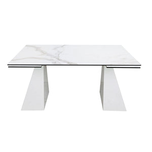 VIG Furniture Modrest Latrobe - Modern White Ceramic Quartz 118" Extendable Dining Table VGYFDT8765-5C-WHT-DT