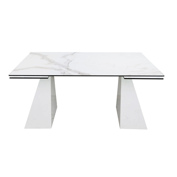 VIG Furniture Modrest Latrobe - Modern White Ceramic Quartz 118" Extendable Dining Table VGYFDT8765-5C-WHT-DT