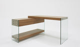 VIG Furniture Modrest Laxson Modern Walnut & Glass Desk VGCNCPM4874-B-HA-V36F