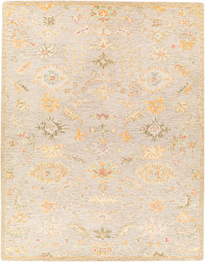 Lazio LAZ-2301 Traditional Wool Rug LAZ2301-81012 Rust, Coral, Wheat, Dark Blue, Dark Green, Charcoal, Medium Gray, Light Gray 100% Wool 8'10" x 12'