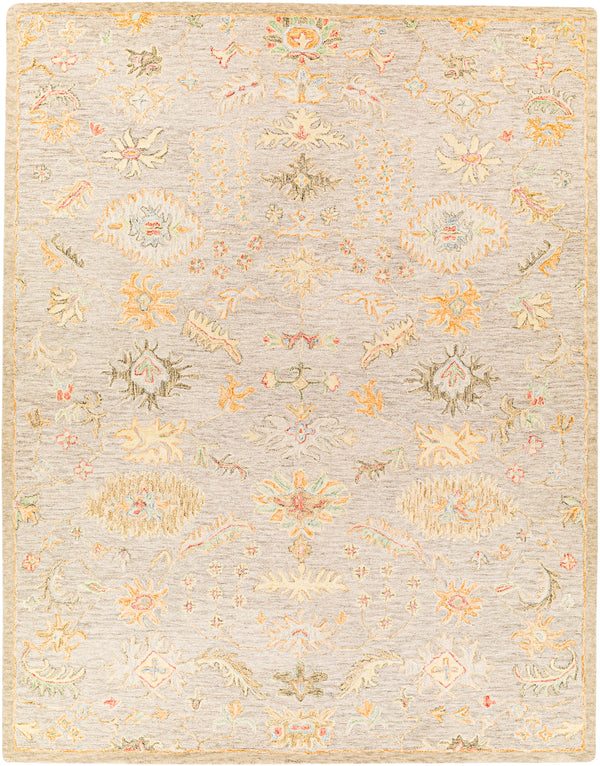 Lazio LAZ-2301 Traditional Wool Rug LAZ2301-81012 Rust, Coral, Wheat, Dark Blue, Dark Green, Charcoal, Medium Gray, Light Gray 100% Wool 8'10" x 12'