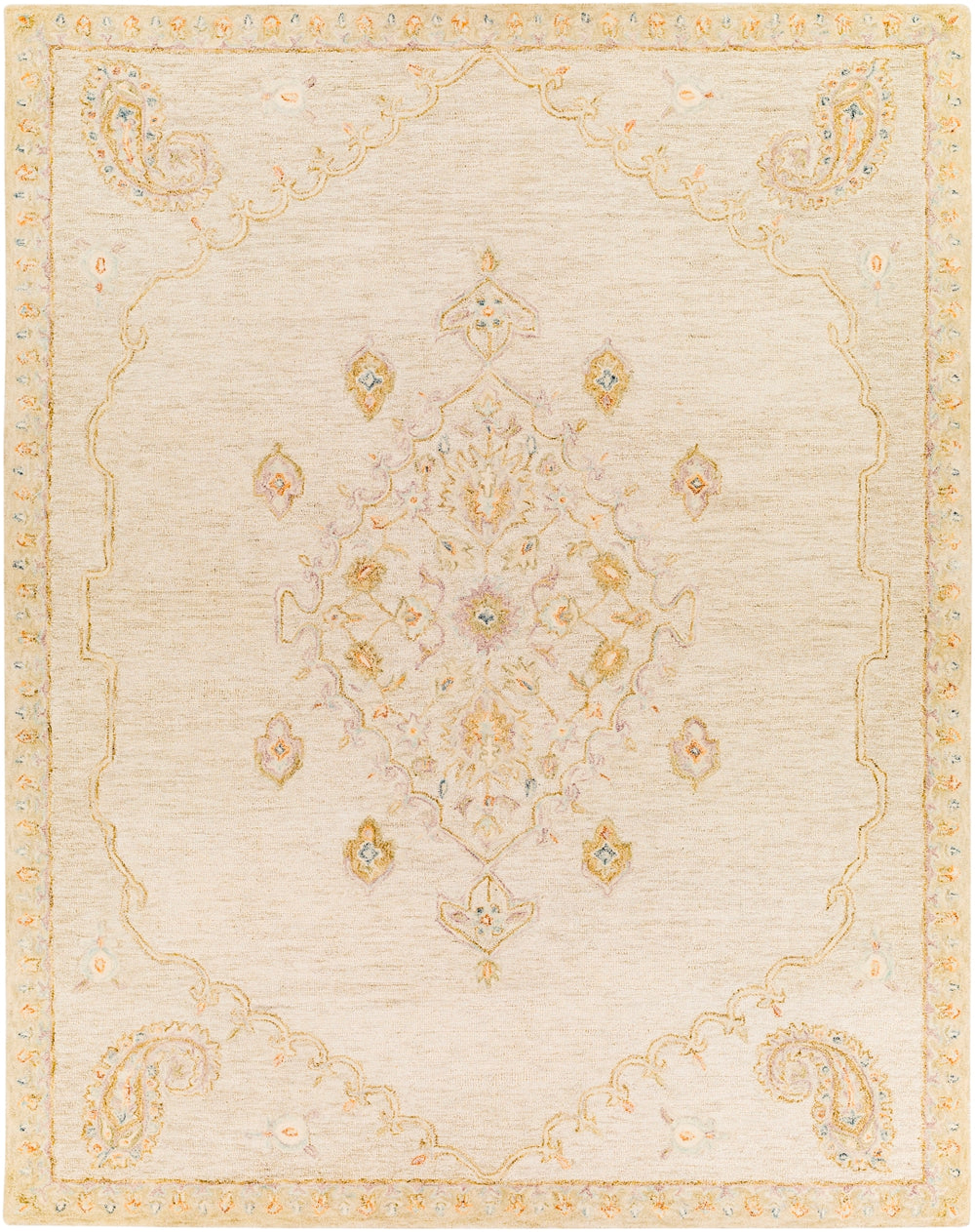 Lazio LAZ-2307 Traditional Wool Rug LAZ2307-81012 Dark Blue, Rust, Lilac, Burnt Orange, Dark Brown, Beige, Cream 100% Wool 8'10" x 12'
