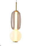 Bethel White & Grey LED Pendant in Metal & Glass