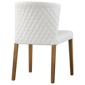 Albie Low-Back Dining Chair Set of 2 - Stylish Bonded Leather with Quilted Design & Solid Wood Legs