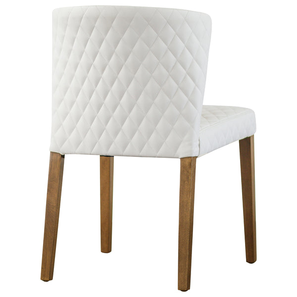 Albie Low-Back Dining Chair Set of 2 - Stylish Bonded Leather with Quilted Design & Solid Wood Legs