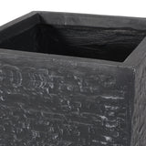Mistler Outdoor Large and Medium Cast Stone Planters, Gray Noble House