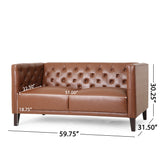 Rockney Contemporary Upholstered Tufted Loveseat, Cognac Brown and Brown Noble House