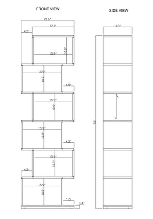 Porter Designs Urban Solid Sheesham Wood 6 Shelf Contemporary Bookcase Natural 10-117-01-8043