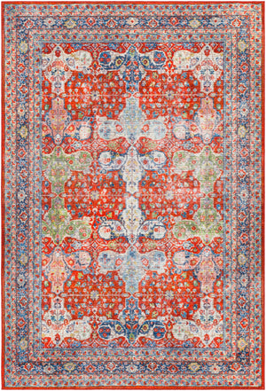 Leicester LEC-2301 Traditional Polyester Rug LEC2301-810119 Bright Red, Dark Blue, Denim, Grass Green, Blush, Cream 100% Polyester 8'10" x 11'9"