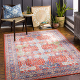 Leicester LEC-2301 Traditional Polyester Rug LEC2301-810119 Bright Red, Dark Blue, Denim, Grass Green, Blush, Cream 100% Polyester 8'10" x 11'9"