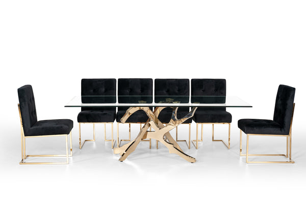 VIG Furniture Modrest Legend Modern Glass & Gold Dining Table VGVCT8111-GLD