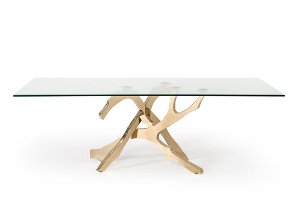 VIG Furniture Modrest Legend Modern Glass & Gold Dining Table VGVCT8111-GLD