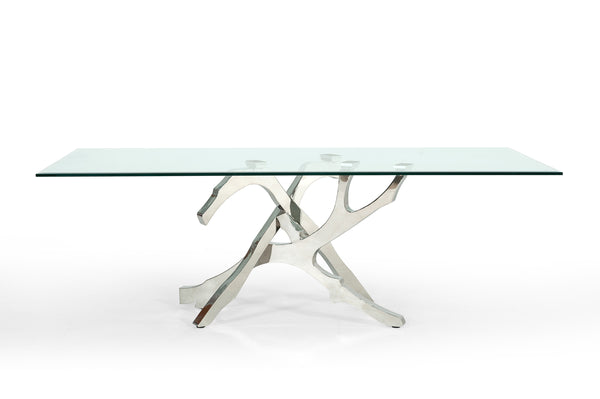 VIG Furniture Modrest Legend Modern Glass & Stainless Steel Dining Table VGVCT8111-STL